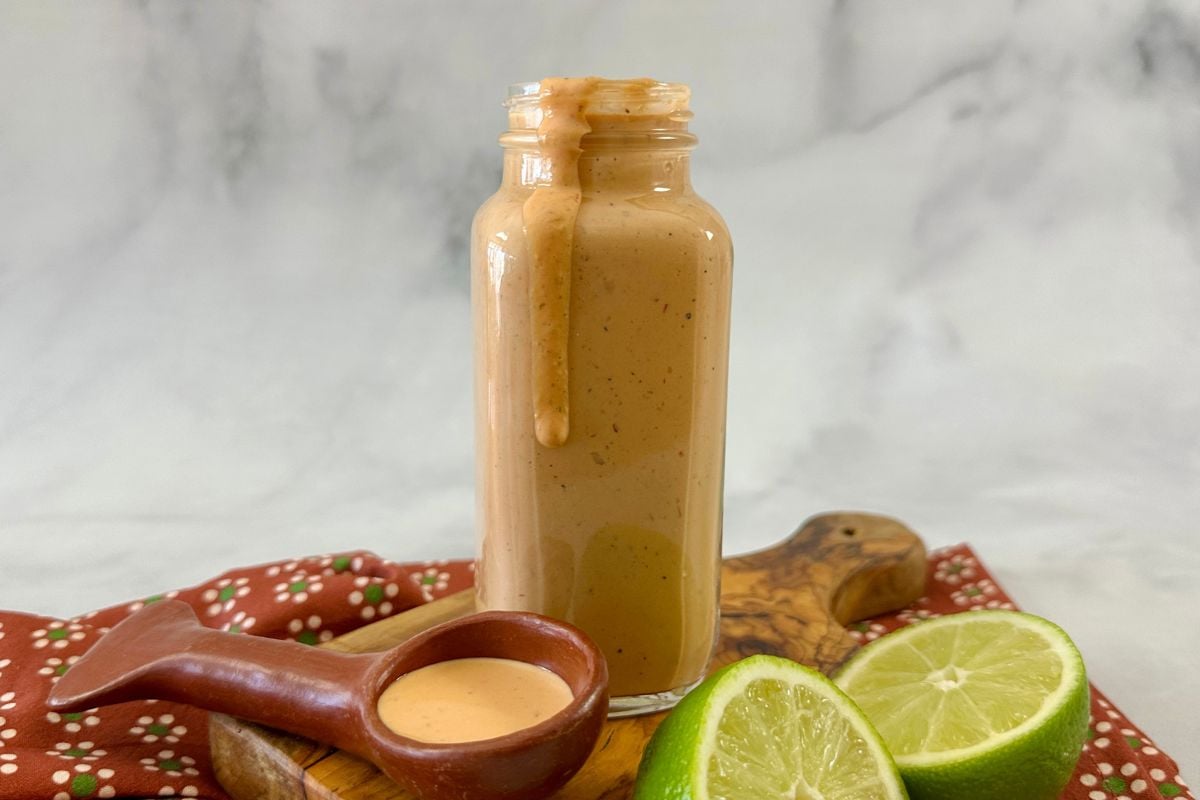 Chipotle ranch dressing in a container.