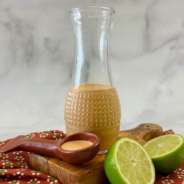 Chipotle ranch dressing with Greek yogurt in a jar.
