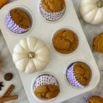 Kodiak Pumpkin Muffins in a muffin pan.